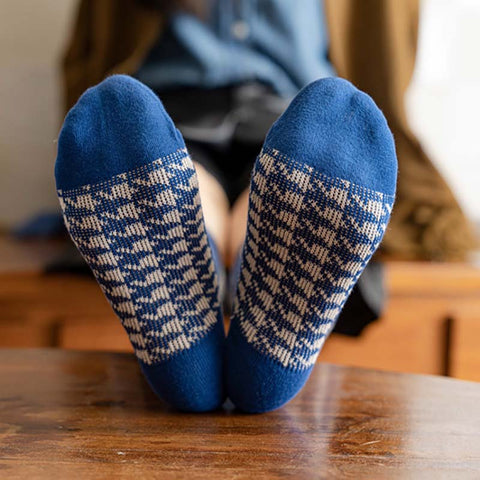 5 paires de chaussettes longues chaudes à carreaux vintage pour femmes