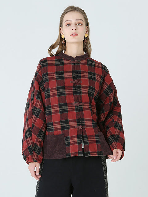 Grande taille printemps hiver Plaid femmes manteau décontracté en vrac M-2XL