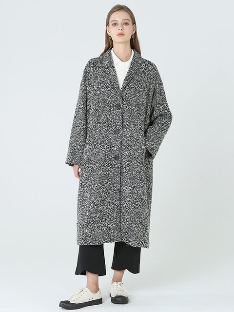 Manteau d'hiver à manches longues en laine pour femme, grande taille, M-2XL