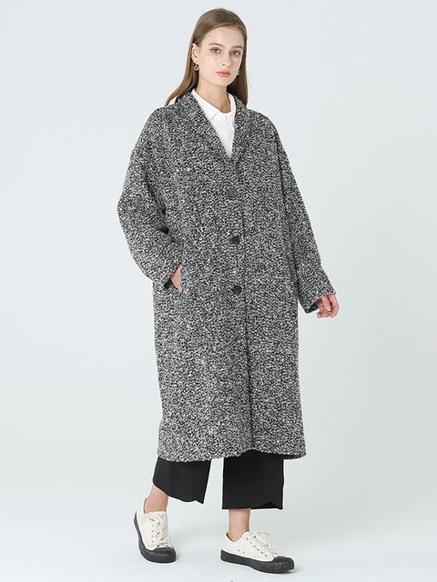 Manteau d'hiver à manches longues en laine pour femme, grande taille, M-2XL