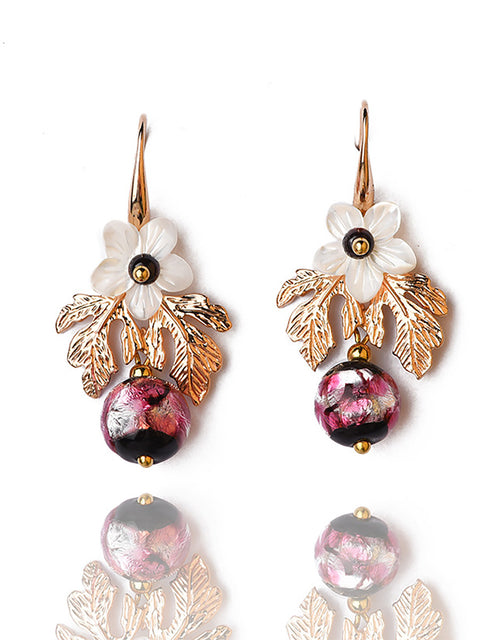 Boucles d'oreilles rétro en coquillage et perles pour femme