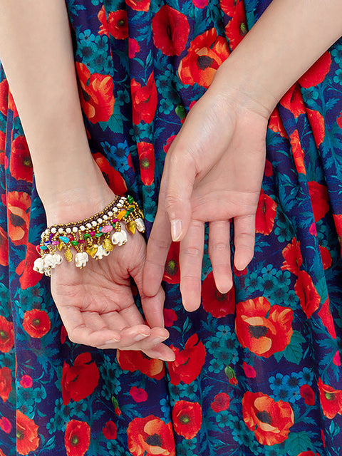 Bracelet turquoise tissé éléphant bohème femme